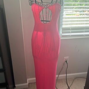 Pink “Do Myself” elastic strap dress